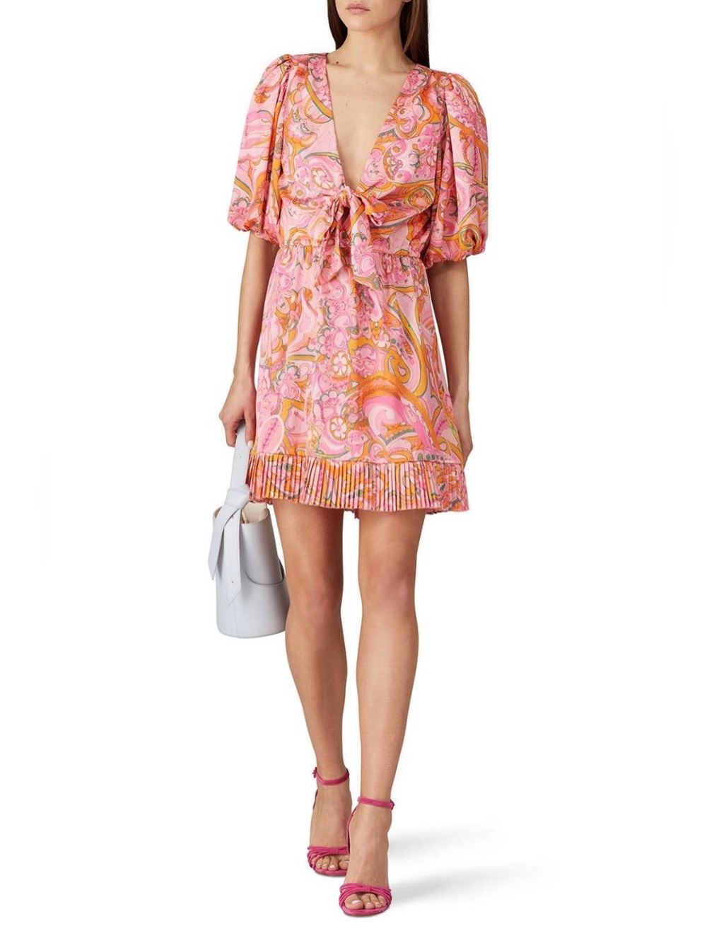 DELFI Collective~Pink Sage Floral Tie-Front Mini Dress~Size Small~$420~